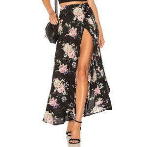 Auguste The Label Wild Rose Maxi Wrap Skirt Black